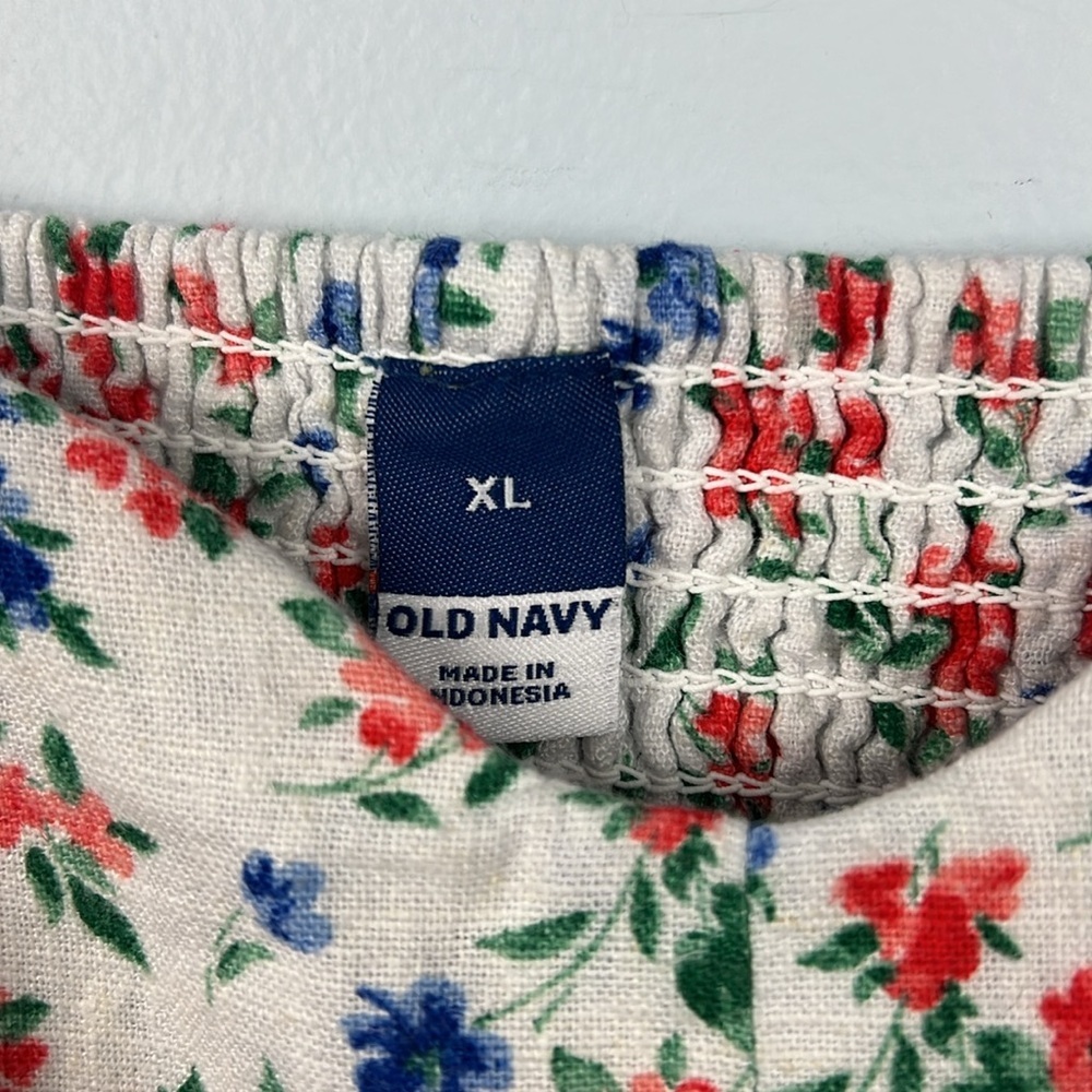 Old navy XL linen blend floral pattern sleeveless smock summer maxi dress - Picture 2 of 12